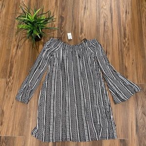 Express size medium women’s long sleeve boho print dress NWT off the shoulder
